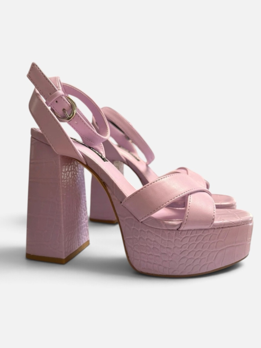 Platform Block Heel Sandals in lavender color